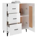 Buffet Blanc brillant 69,5x34x90 cm Bois d'ingénierie
