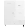 Buffet Blanc brillant 69,5x34x90 cm Bois d'ingénierie