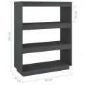 Bibliothèque/Séparateur de pièce Gris 80x35x103 cm Pin massif