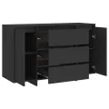 Buffet avec 3 tiroirs Noir 120x41x75 cm Aggloméré