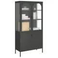 Buffet haut noir 90x40x180 cm verre et acier