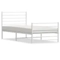 Cadre de lit métal avec tête de lit/pied de lit blanc 107x203cm