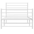Cadre de lit métal avec tête de lit/pied de lit blanc 107x203cm