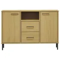 Buffet avec pieds en métal Marron 113x40x77 cm Bois massif OSLO