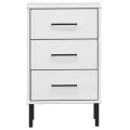Table de chevet avec pieds en métal Blanc Bois pin massif OSLO