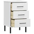 Table de chevet avec pieds en métal Blanc Bois pin massif OSLO