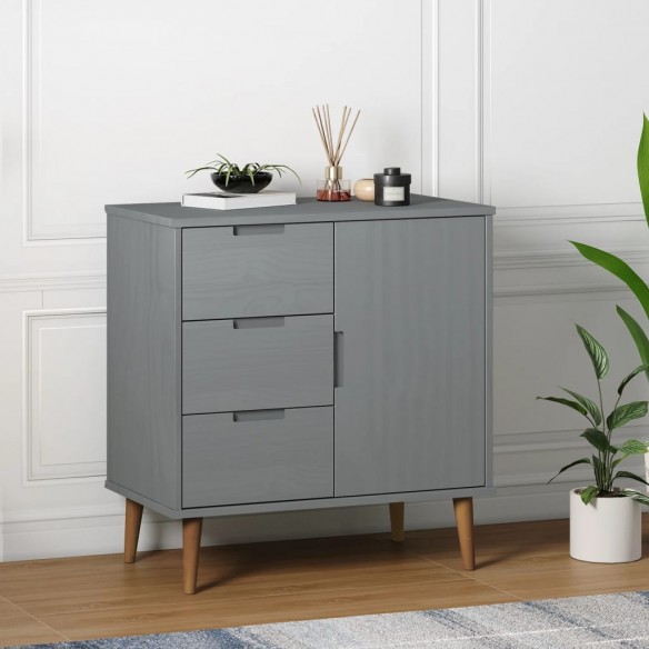 Buffet MOLDE Gris 76,5x40x80 cm Bois massif de pin