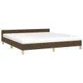 Cadre de lit avec tête de lit Marron foncé 160x200 cm Tissu