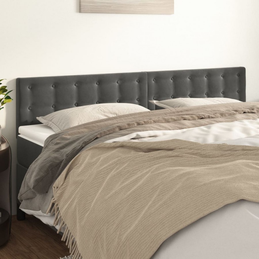 Têtes de lit 2 pcs Gris foncé 100x5x78/88 cm Velours