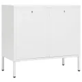 Buffet Blanc 75x35x70 cm Acier et verre trempé