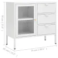 Buffet Blanc 75x35x70 cm Acier et verre trempé