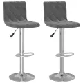 Tabourets de bar lot de 2 gris foncé velours