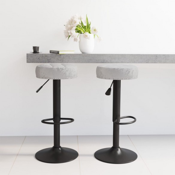 Tabourets de bar lot de 2 gris velours