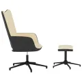 Chaise de relaxation et repose-pied Blanc crème Velours et PVC