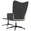 Chaise de relaxation et repose-pied Blanc crème Velours et PVC