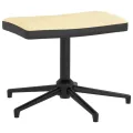 Chaise de relaxation et repose-pied Blanc crème Velours et PVC