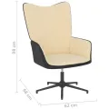 Chaise de relaxation et repose-pied Blanc crème Velours et PVC