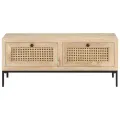 Table basse 90x50x37 cm Bois de manguier et canne naturelle