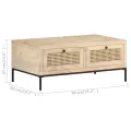 Table basse 90x50x37 cm Bois de manguier et canne naturelle