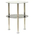 Table d'appoint 2 niveaux Transparent et noir 38cm Verre trempé