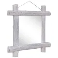 Miroir à bûches Blanc 70x70 cm Bois de récupération massif