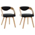 Chaises à manger lot de 2 noir bois courbé et similicuir