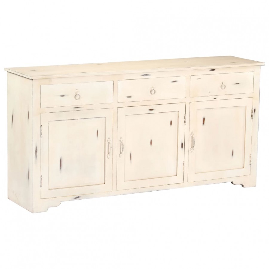 Buffet Blanc 160 x 40 x 80 cm Bois de manguier massif