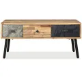 Table basse Teck de récupération massif 90 x 65 x 40 cm