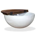 Table basse Bois de récupération massif Blanc Forme de bol