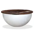 Table basse Bois de récupération massif Blanc Forme de bol