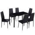 Ensemble de table à manger sept pièces noir