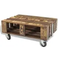 Table basse avec 4 roulettes Bois recyclé