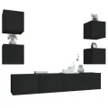 Ensemble de meubles TV 6 pcs Noir Bois d'ingénierie