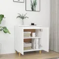 Buffet avec pieds en bois massif Blanc 60x35x70 cm Aggloméré