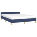 Cadre de lit avec tête de lit Bleu 140x190 cm Tissu