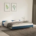 Cadre de lit avec tête de lit Bleu foncé 180x200 cm Velours