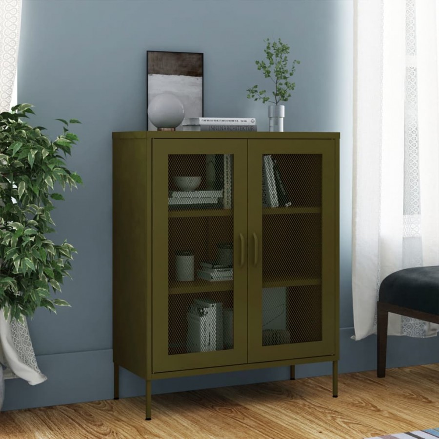 Armoire de rangement Vert olive 80x35x101,5 cm Acier