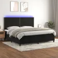 cadre de lit matelas et LED Noir 200x200 cm Velours