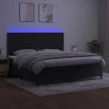 cadre de lit matelas et LED Noir 200x200 cm Velours