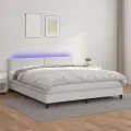 cadre de lit avec matelas et LED Blanc 160x200 cm