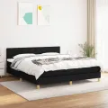 cadre de lit avec matelas Noir 160x200 cm Tissu