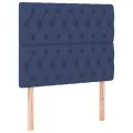 cadre de lit et matelas et LED Bleu 90x200 cm Tissu