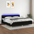 cadre de lit et matelas et LED Noir 200x200 cm Tissu