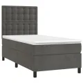 cadre de lit matelas et LED Gris foncé 100x200 cm