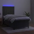 cadre de lit matelas et LED Gris foncé 100x200 cm