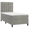 cadre de lit et matelas Gris clair 100x200cm Velours
