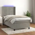 cadre de lit matelas LED Gris clair 90x200cm Velours