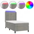 cadre de lit matelas LED Gris clair 90x200cm Velours