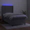 cadre de lit matelas LED Gris clair 90x200cm Velours