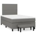 cadre de lit avec matelas Gris foncé 120x200cm Tissu